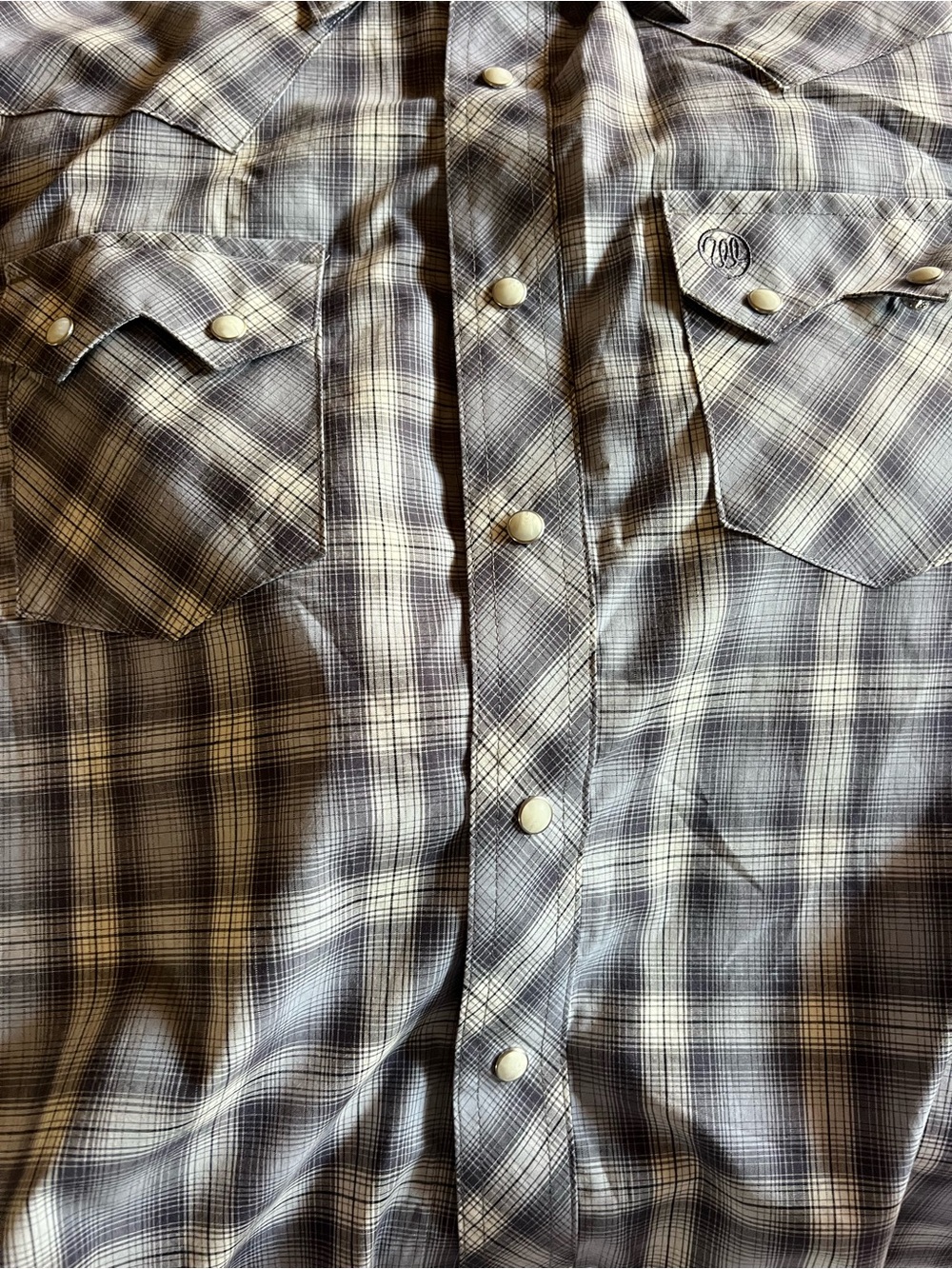 Wrangler Men's Plaid Snap-Front Shirt - Gray, White